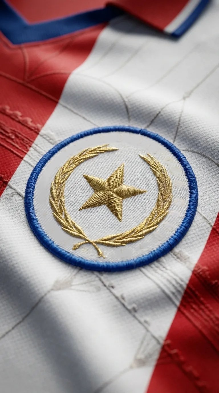 Bordado del escudo con motivos ñandutí
